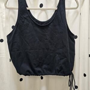 Nike black activewear crop tank top drawstring waist Large sleeveless athleisure